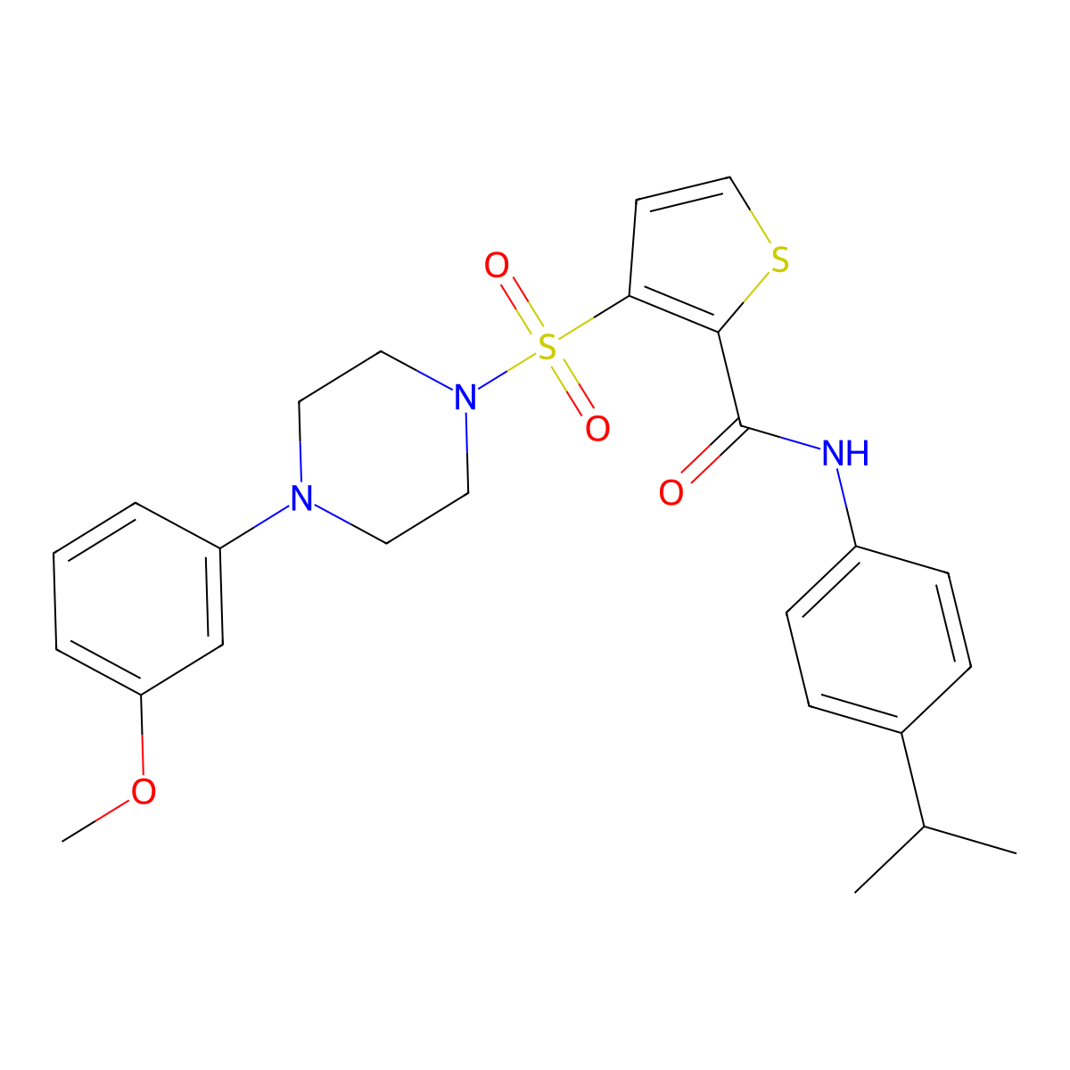 3-{[4-(3-methoxyphenyl)piperazin-1-yl]sulfonyl}-N-[4-(propan-2-yl)phenyl]thiophene-2-carboxamide molecular structure, CAS 1251584-43-6