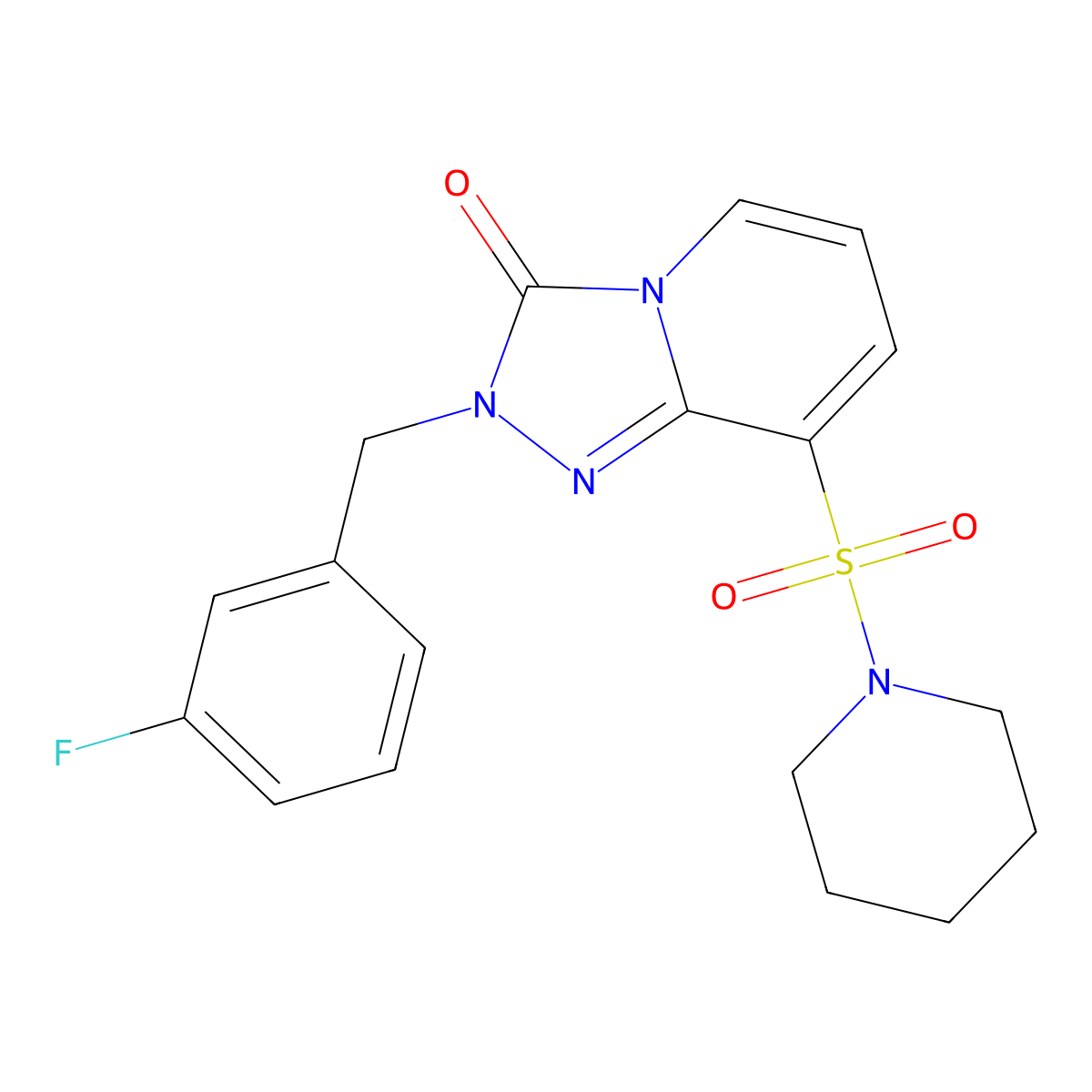 2-(3-fluorobenzyl)-8-(piperidin-1-ylsulfonyl)-[1,2,4]triazolo[4,3-a]pyridin-3(2H)-one molecular structure, CAS 1251584-48-1