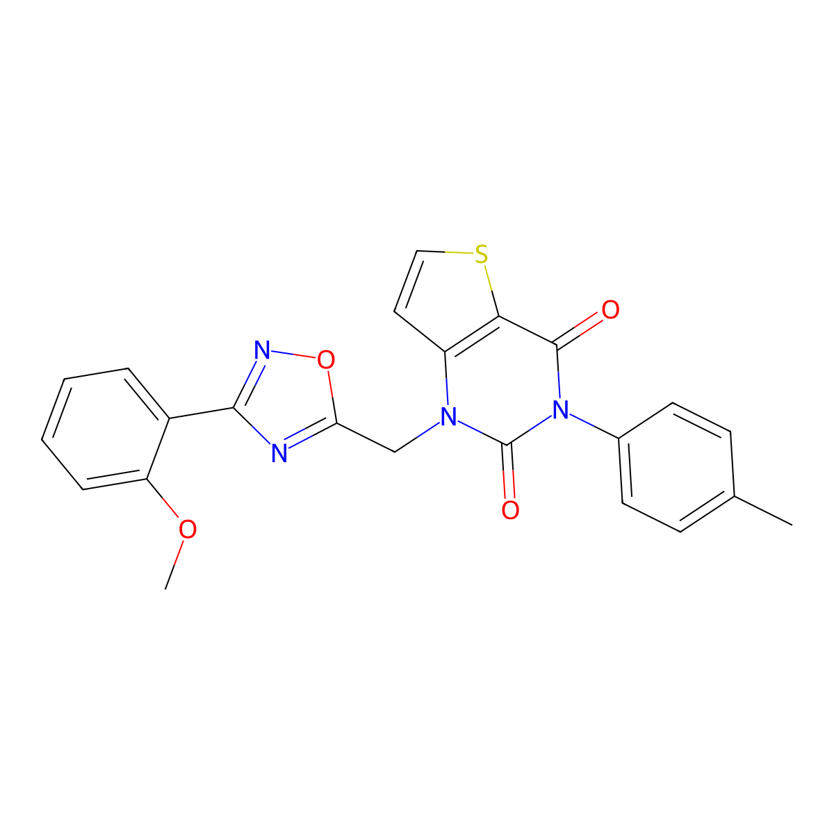 1-{[3-(2-methoxyphenyl)-1,2,4-oxadiazol-5-yl]methyl}-3-(4-methylphenyl)-1H,2H,3H,4H-thieno[3,2-d]pyrimidine-2,4-dione molecular structure, CAS 1251584-58-3