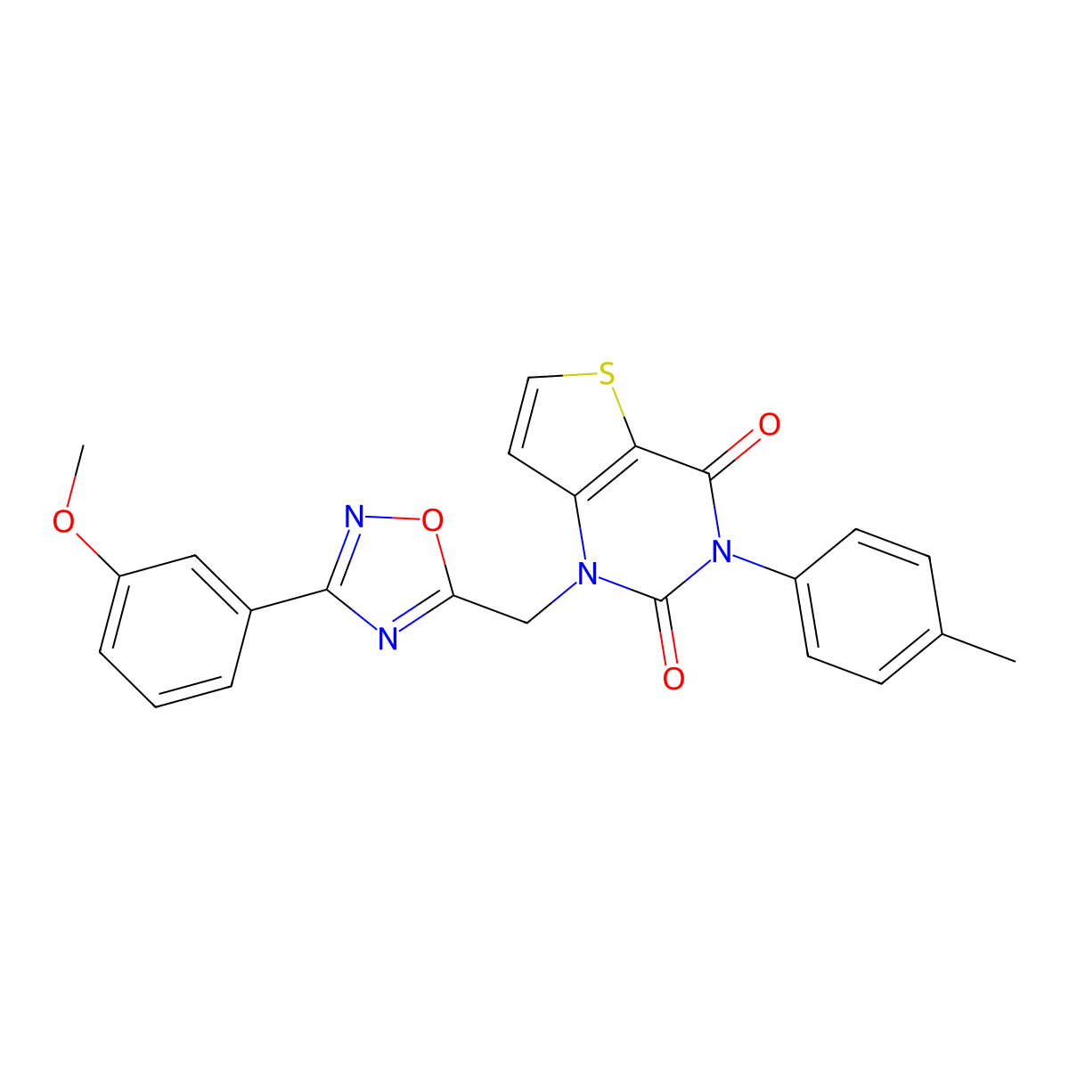 1-{[3-(3-methoxyphenyl)-1,2,4-oxadiazol-5-yl]methyl}-3-(4-methylphenyl)-1H,2H,3H,4H-thieno[3,2-d]pyrimidine-2,4-dione molecular structure, CAS 1251584-62-9