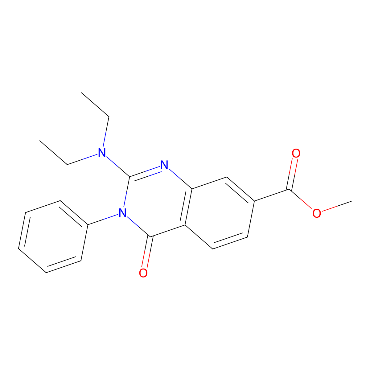 Methyl 2-(diethylamino)-4-oxo-3-phenyl-3,4-dihydroquinazoline-7-carboxylate molecular structure, CAS 1251584-70-9