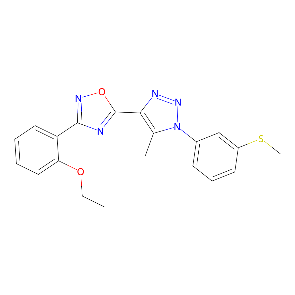 3-(2-ethoxyphenyl)-5-(5-methyl-1-(3-(methylthio)phenyl)-1H-1,2,3-triazol-4-yl)-1,2,4-oxadiazole molecular structure, CAS 1251584-78-7