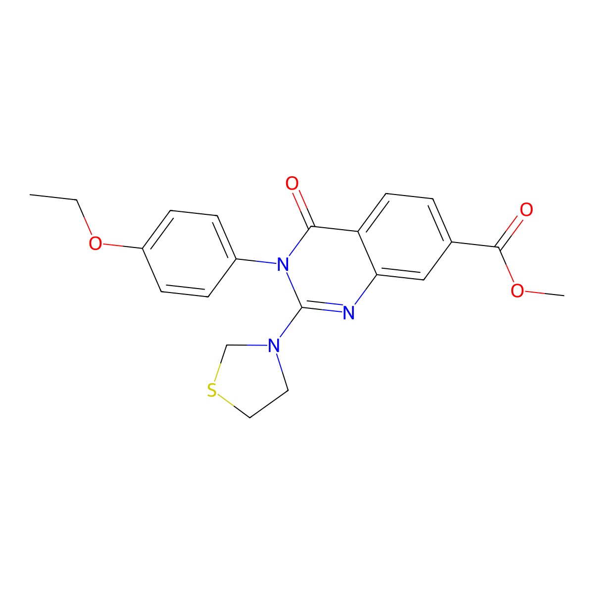 Methyl 3-(4-ethoxyphenyl)-4-oxo-2-(1,3-thiazolidin-3-yl)-3,4-dihydroquinazoline-7-carboxylate molecular structure, CAS 1251584-80-1