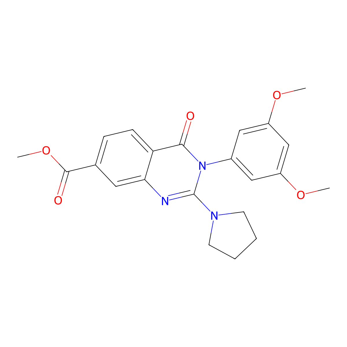 Methyl 3-(3,5-dimethoxyphenyl)-4-oxo-2-(pyrrolidin-1-yl)-3,4-dihydroquinazoline-7-carboxylate molecular structure, CAS 1251584-83-4
