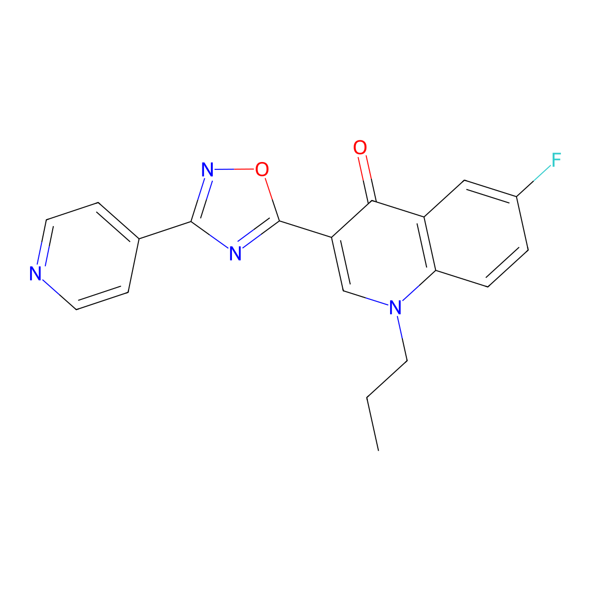 6-fluoro-1-propyl-3-(3-(pyridin-4-yl)-1,2,4-oxadiazol-5-yl)quinolin-4(1H)-one molecular structure, CAS 1251584-92-5
