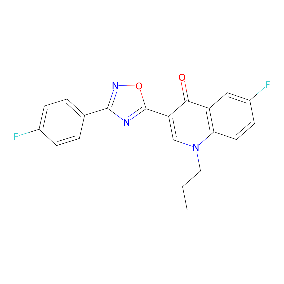 6-fluoro-3-(3-(4-fluorophenyl)-1,2,4-oxadiazol-5-yl)-1-propylquinolin-4(1H)-one molecular structure, CAS 1251584-96-9