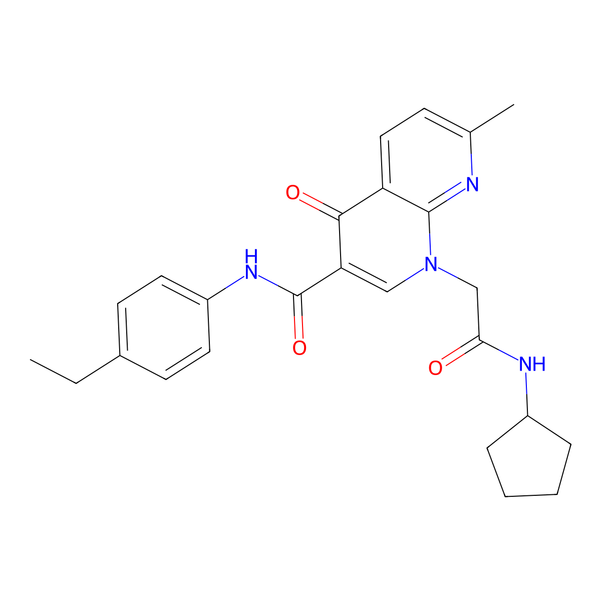 1-(2-(cyclopentylamino)-2-oxoethyl)-N-(4-ethylphenyl)-7-methyl-4-oxo-1,4-dihydro-1,8-naphthyridine-3-carboxamide molecular structure, CAS 1251585-16-6