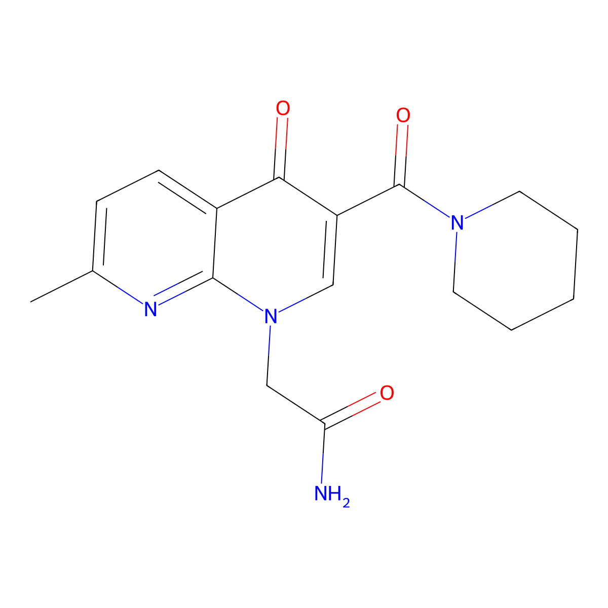 2-[7-methyl-4-oxo-3-(piperidin-1-ylcarbonyl)-1,8-naphthyridin-1(4H)-yl]acetamide molecular structure, CAS 1251585-22-4