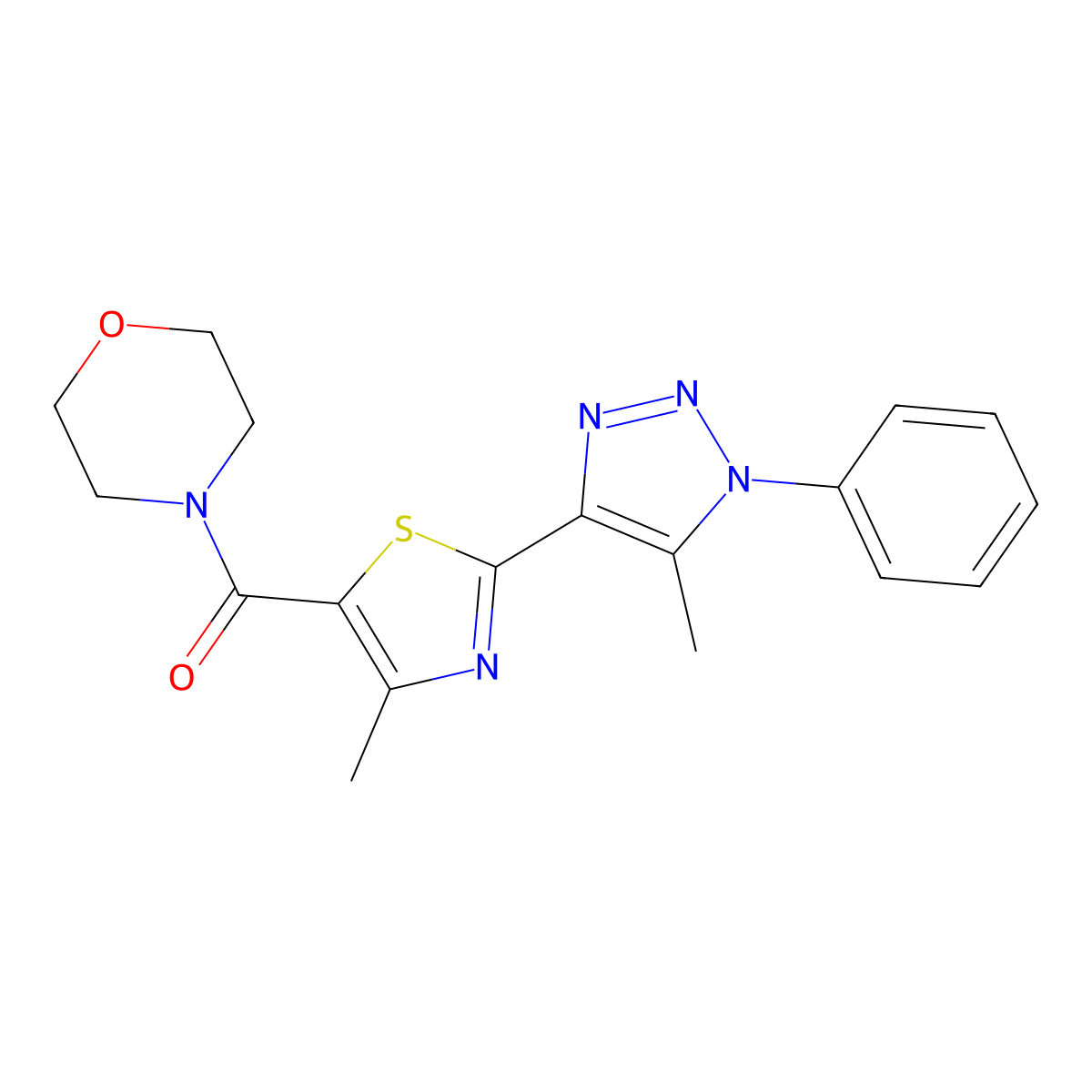 (4-methyl-2-(5-methyl-1-phenyl-1H-1,2,3-triazol-4-yl)thiazol-5-yl)(morpholino)methanone molecular structure, CAS 1251585-47-3