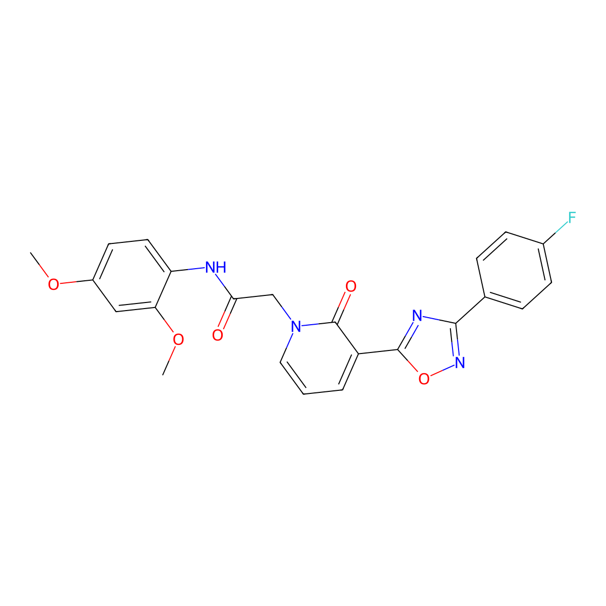 N-(2,4-dimethoxyphenyl)-2-(3-(3-(4-fluorophenyl)-1,2,4-oxadiazol-5-yl)-2-oxopyridin-1(2H)-yl)acetamide molecular structure, CAS 1251585-54-2