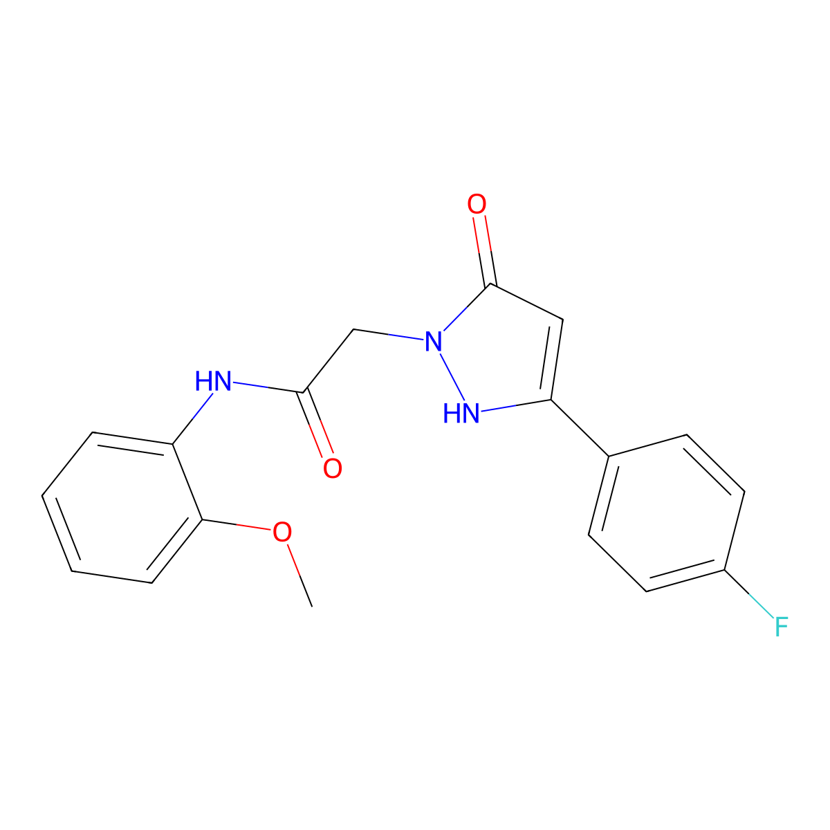 2-(3-(4-fluorophenyl)-5-oxo-2,5-dihydro-1H-pyrazol-1-yl)-N-(2-methoxyphenyl)acetamide molecular structure, CAS 1251585-65-5