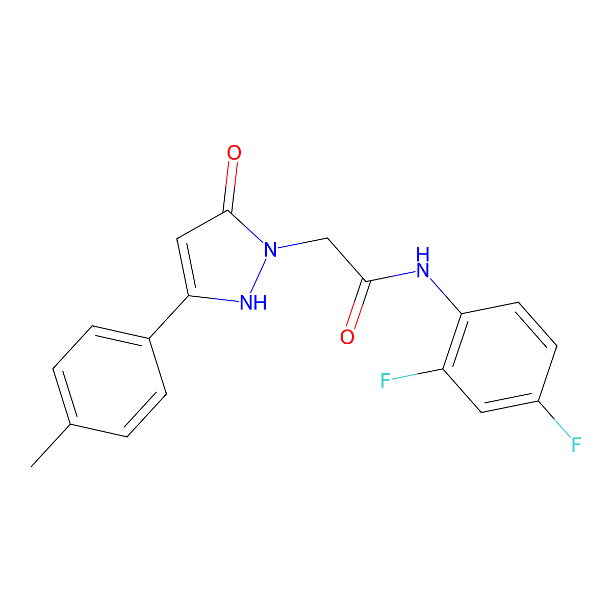 N-(2,4-difluorophenyl)-2-(5-oxo-3-(p-tolyl)-2,5-dihydro-1H-pyrazol-1-yl)acetamide molecular structure, CAS 1251585-68-8