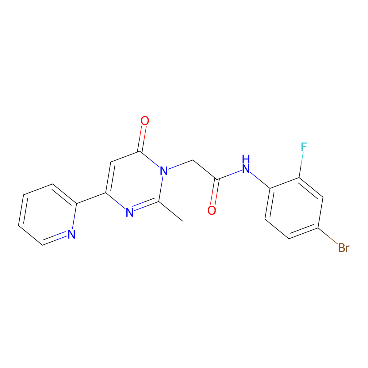 N-(4-bromo-2-fluorophenyl)-2-[2-methyl-6-oxo-4-(pyridin-2-yl)-1,6-dihydropyrimidin-1-yl]acetamide molecular structure, CAS 1251585-83-7