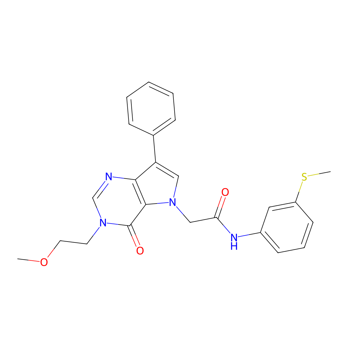 2-[3-(2-methoxyethyl)-4-oxo-7-phenyl-3H,4H,5H-pyrrolo[3,2-d]pyrimidin-5-yl]-N-[3-(methylsulfanyl)phenyl]acetamide molecular structure, CAS 1251585-86-0
