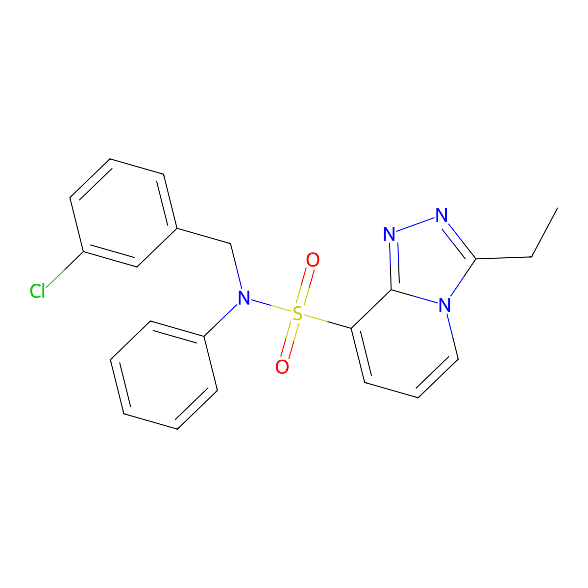 N-[(3-chlorophenyl)methyl]-3-ethyl-N-phenyl-[1,2,4]triazolo[4,3-a]pyridine-8-sulfonamide molecular structure, CAS 1251586-05-6
