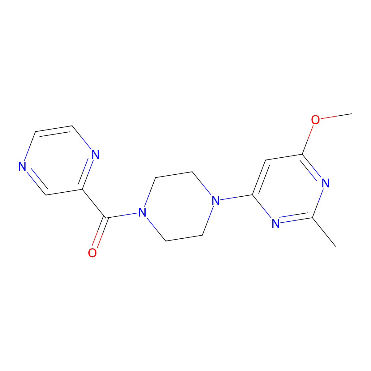 (4-(6-Methoxy-2-methylpyrimidin-4-yl)piperazin-1-yl)(pyrazin-2-yl)methanone molecular structure, CAS 1251586-14-7