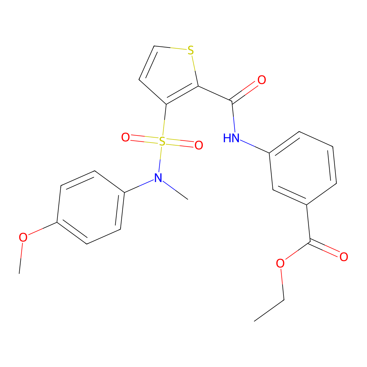 Ethyl 3-{3-[(4-methoxyphenyl)(methyl)sulfamoyl]thiophene-2-amido}benzoate molecular structure, CAS 1251586-22-7