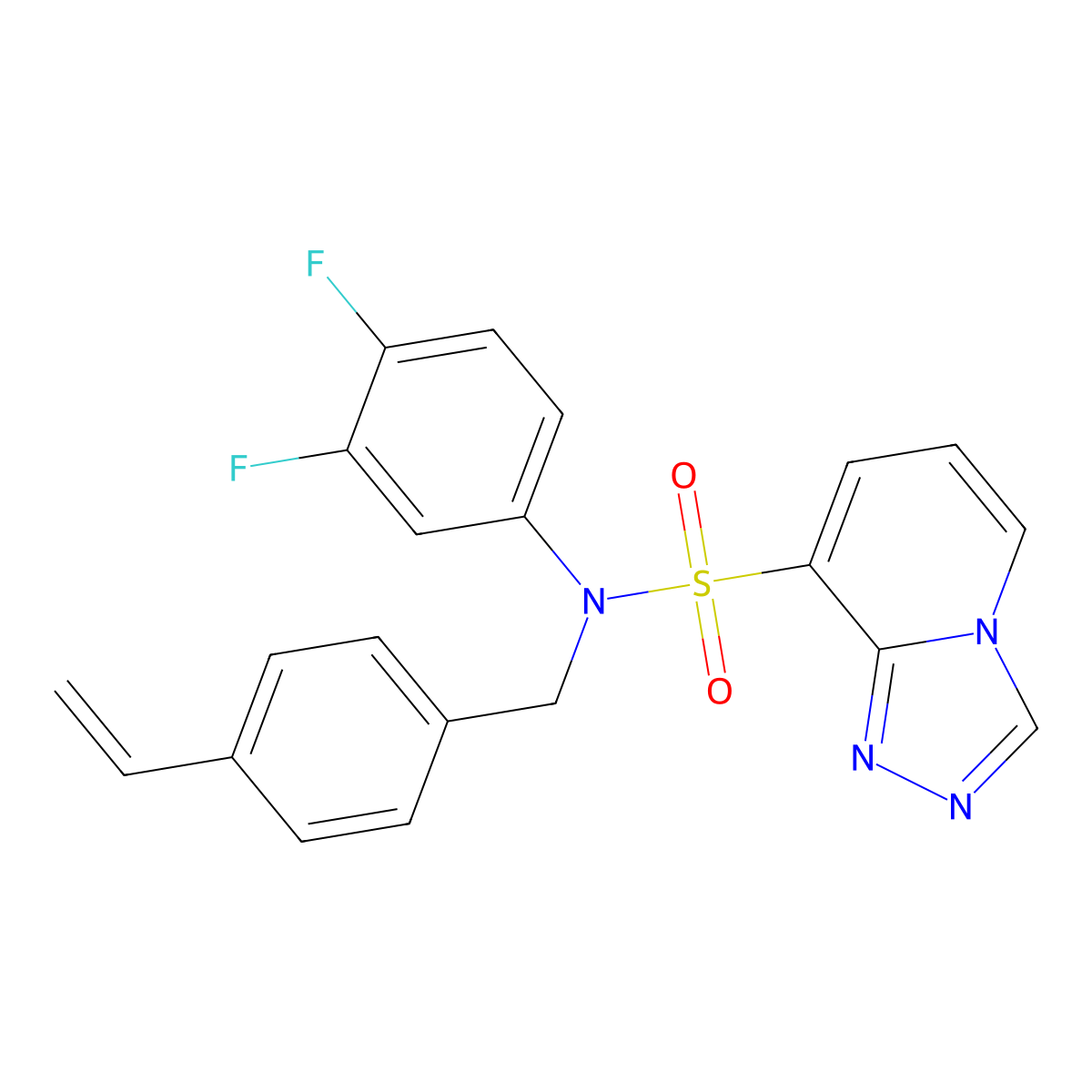 N-(3,4-difluorophenyl)-N-[(4-ethenylphenyl)methyl]-[1,2,4]triazolo[4,3-a]pyridine-8-sulfonamide molecular structure, CAS 1251586-47-6