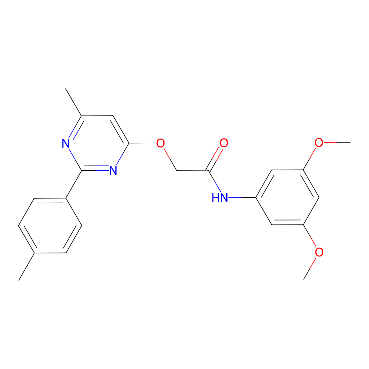 N-(3,5-dimethoxyphenyl)-2-{[6-methyl-2-(4-methylphenyl)pyrimidin-4-yl]oxy}acetamide molecular structure, CAS 1251586-59-0