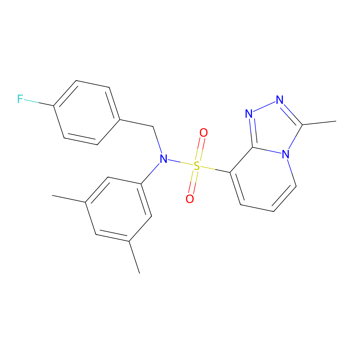 N-(3,5-dimethylphenyl)-N-[(4-fluorophenyl)methyl]-3-methyl-[1,2,4]triazolo[4,3-a]pyridine-8-sulfonamide molecular structure, CAS 1251586-81-8