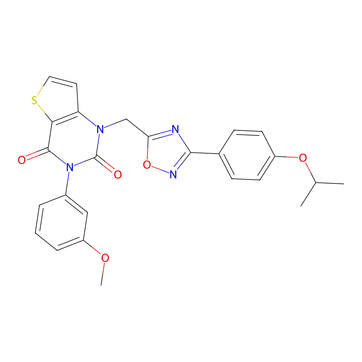 3-(3-methoxyphenyl)-1-({3-[4-(propan-2-yloxy)phenyl]-1,2,4-oxadiazol-5-yl}methyl)-1H,2H,3H,4H-thieno[3,2-d]pyrimidine-2,4-dione molecular structure, CAS 1251586-91-0
