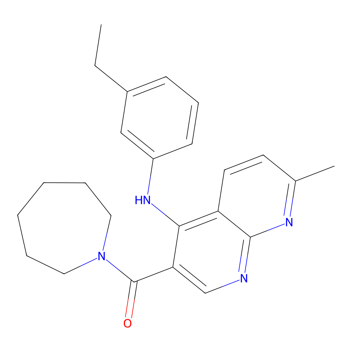 Azepan-1-yl(4-((3-ethylphenyl)amino)-7-methyl-1,8-naphthyridin-3-yl)methanone molecular structure, CAS 1251586-92-1