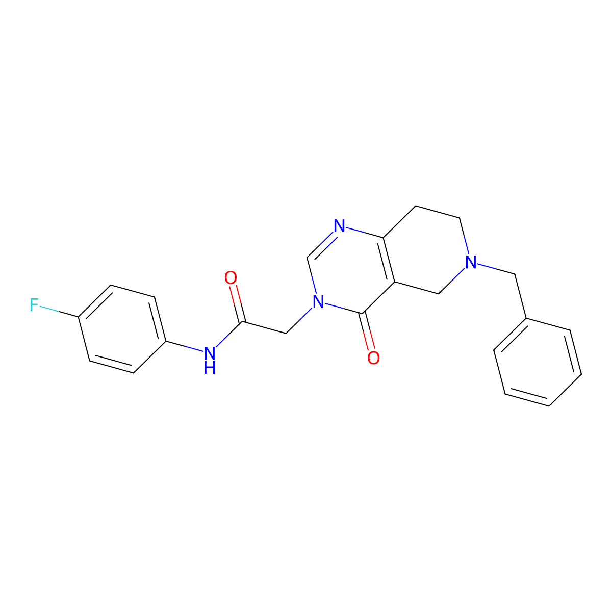2-{6-benzyl-4-oxo-3H,4H,5H,6H,7H,8H-pyrido[4,3-d]pyrimidin-3-yl}-N-(4-fluorophenyl)acetamide molecular structure, CAS 1251586-99-8