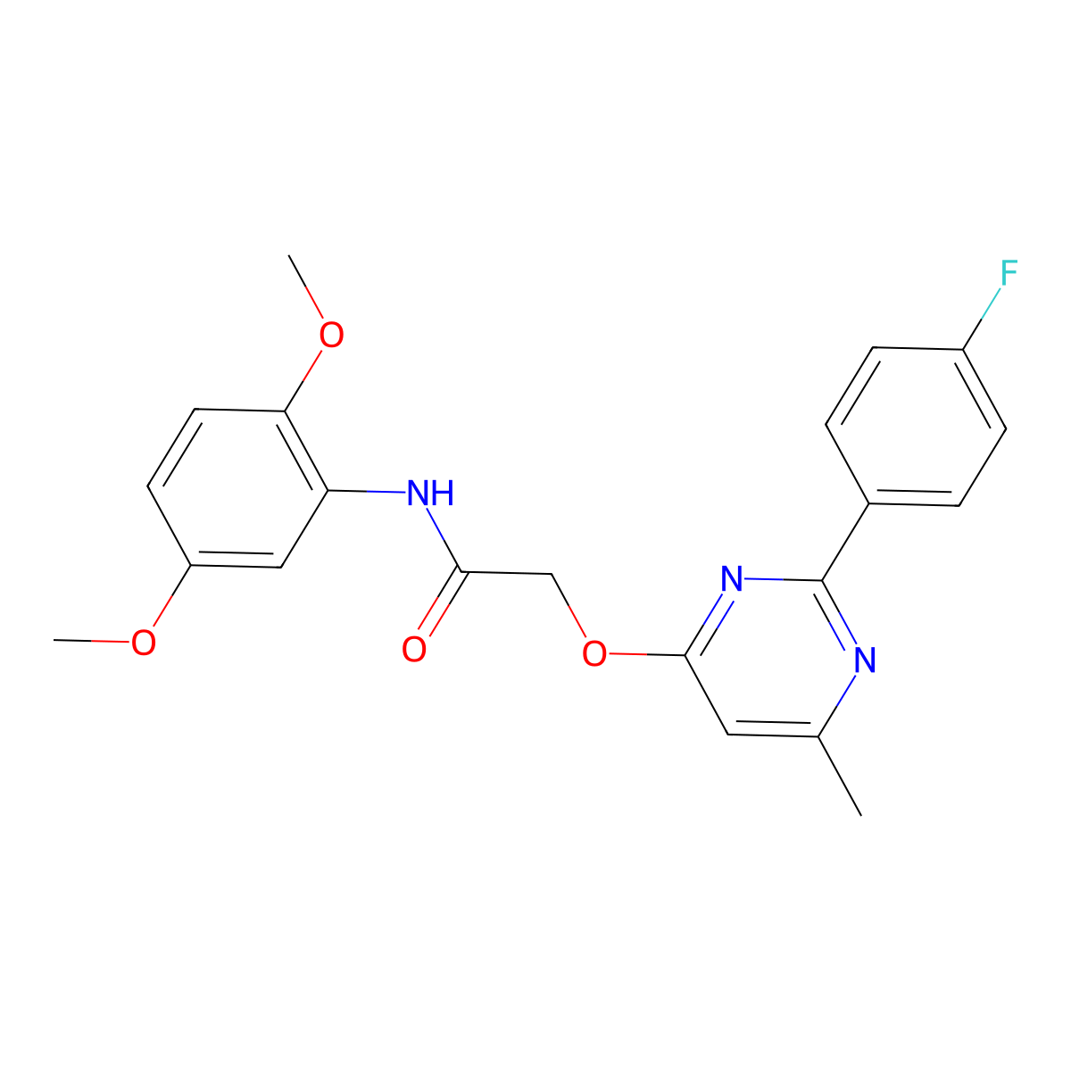 N-(2,5-Dimethoxyphenyl)-2-{[2-(4-fluorophenyl)-6-methylpyrimidin-4-YL]oxy}acetamide molecular structure, CAS 1251587-01-5