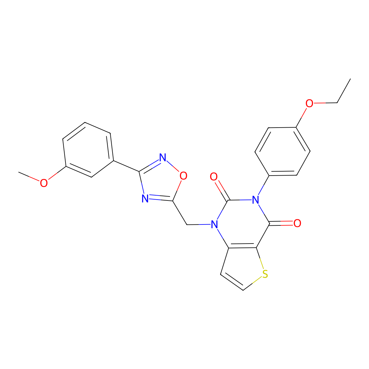 3-(4-ethoxyphenyl)-1-{[3-(3-methoxyphenyl)-1,2,4-oxadiazol-5-yl]methyl}-1H,2H,3H,4H-thieno[3,2-d]pyrimidine-2,4-dione molecular structure, CAS 1251587-02-6