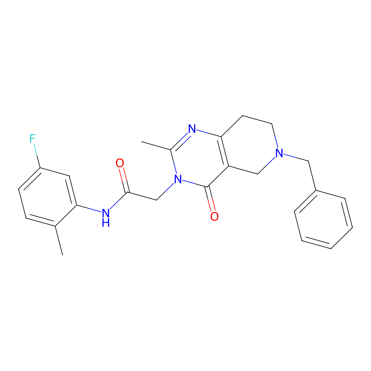2-{6-benzyl-2-methyl-4-oxo-3H,4H,5H,6H,7H,8H-pyrido[4,3-d]pyrimidin-3-yl}-N-(5-fluoro-2-methylphenyl)acetamide molecular structure, CAS 1251587-09-3