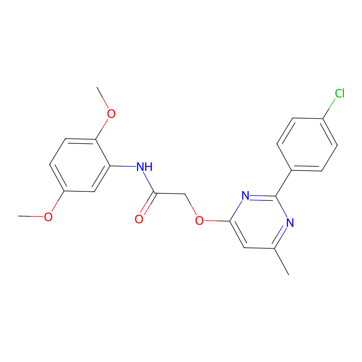 2-{[2-(4-chlorophenyl)-6-methylpyrimidin-4-yl]oxy}-N-(2,5-dimethoxyphenyl)acetamide molecular structure, CAS 1251587-21-9