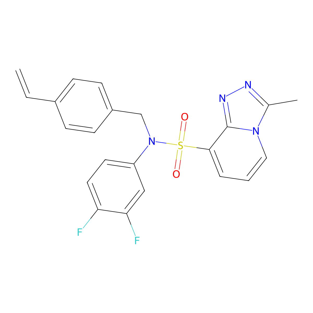 N-(3,4-difluorophenyl)-N-[(4-ethenylphenyl)methyl]-3-methyl-[1,2,4]triazolo[4,3-a]pyridine-8-sulfonamide molecular structure, CAS 1251587-23-1
