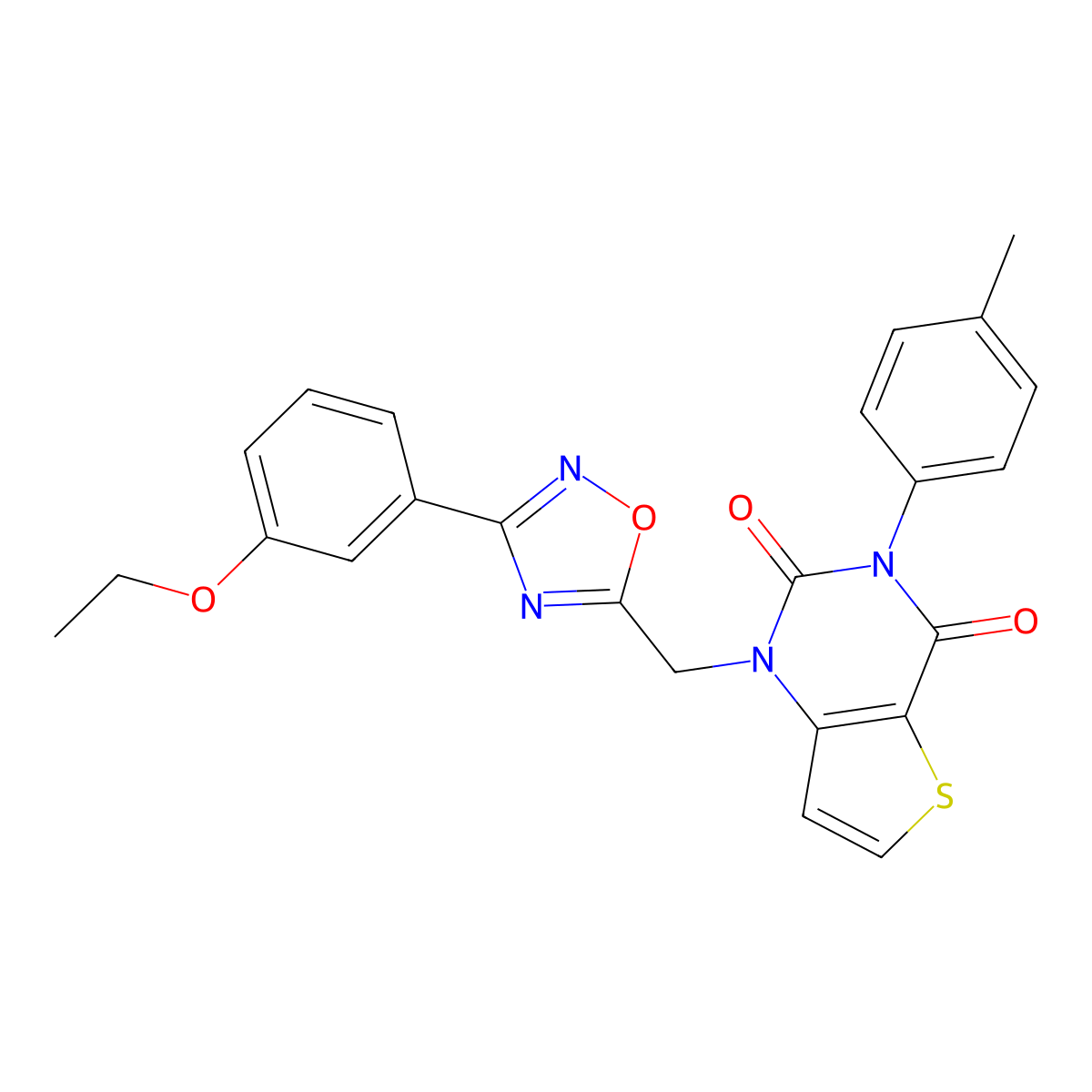 1-{[3-(3-ethoxyphenyl)-1,2,4-oxadiazol-5-yl]methyl}-3-(4-methylphenyl)-1H,2H,3H,4H-thieno[3,2-d]pyrimidine-2,4-dione molecular structure, CAS 1251587-28-6