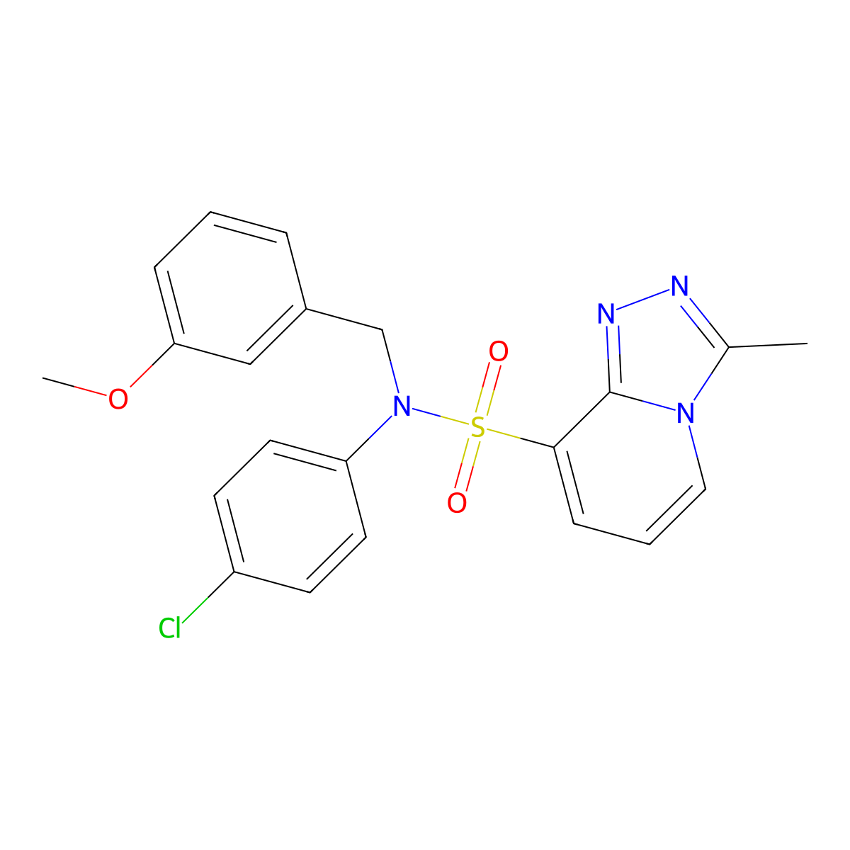 N-(4-chlorophenyl)-N-[(3-methoxyphenyl)methyl]-3-methyl-[1,2,4]triazolo[4,3-a]pyridine-8-sulfonamide molecular structure, CAS 1251587-31-1
