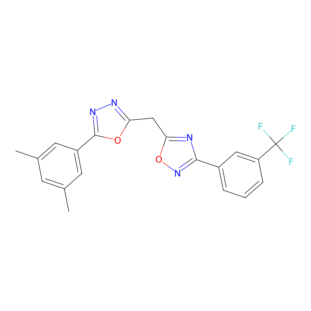 5-{[5-(3,5-Dimethylphenyl)-1,3,4-oxadiazol-2-yl]methyl}-3-[3-(trifluoromethyl)phenyl]-1,2,4-oxadiazole molecular structure, CAS 1251587-46-8