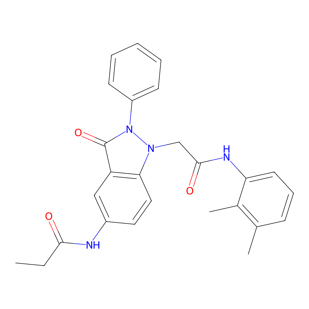 N-(1-(2-((2,3-dimethylphenyl)amino)-2-oxoethyl)-3-oxo-2-phenyl-2,3-dihydro-1H-indazol-5-yl)propionamide molecular structure, CAS 1251587-68-4