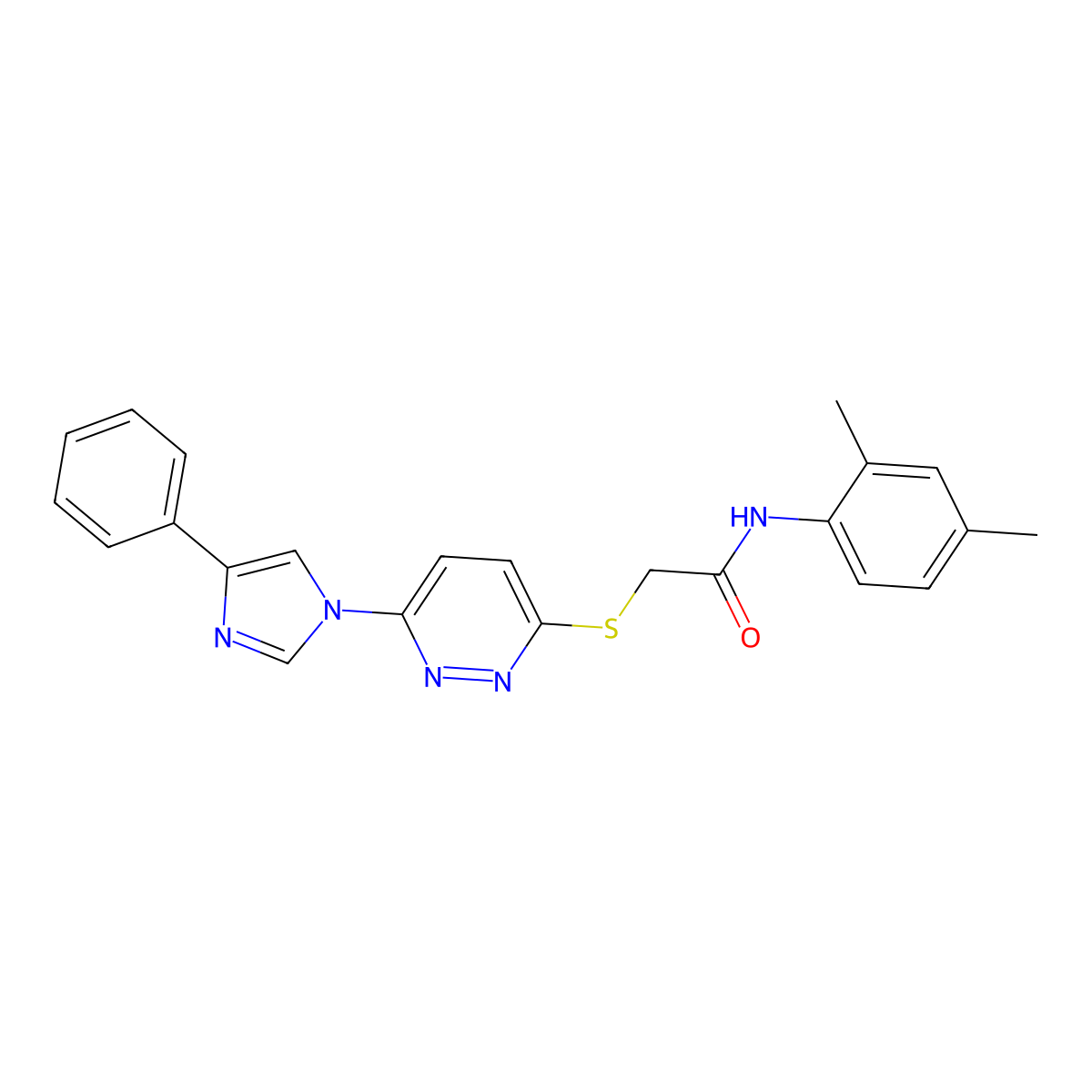 N-(2,4-dimethylphenyl)-2-((6-(4-phenyl-1H-imidazol-1-yl)pyridazin-3-yl)thio)acetamide molecular structure, CAS 1251588-30-3