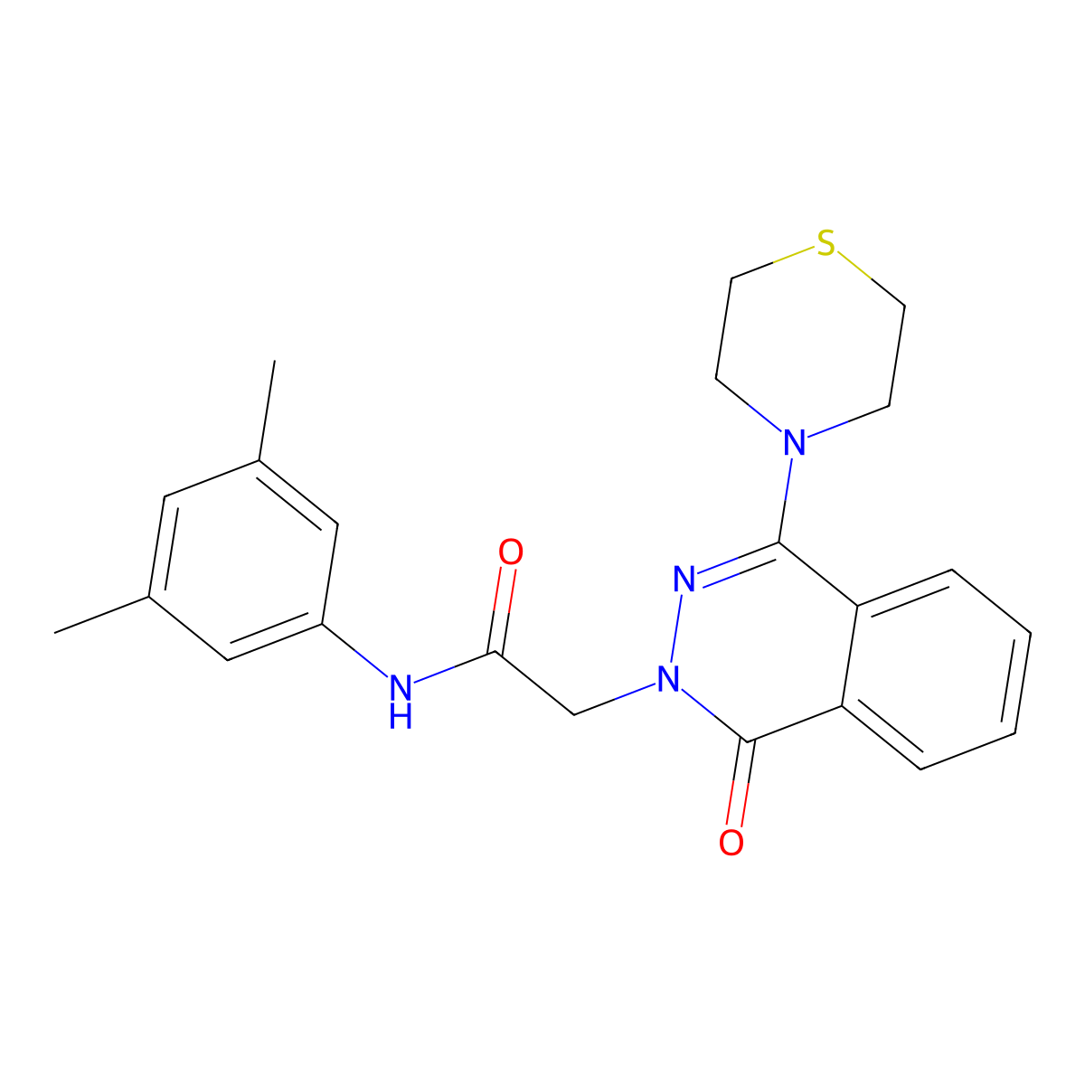 N-(3,5-dimethylphenyl)-2-[1-oxo-4-(thiomorpholin-4-yl)-1,2-dihydrophthalazin-2-yl]acetamide molecular structure, CAS 1251588-49-4