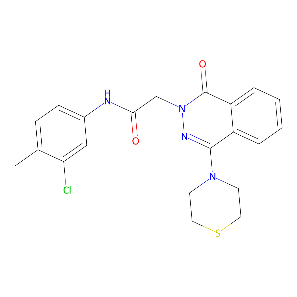 N-(3-chloro-4-methylphenyl)-2-[1-oxo-4-(thiomorpholin-4-yl)-1,2-dihydrophthalazin-2-yl]acetamide molecular structure, CAS 1251588-55-2