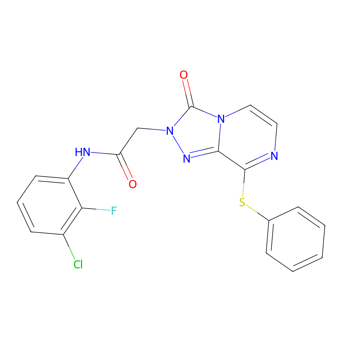 N-(3-chloro-2-fluorophenyl)-2-(3-oxo-8-(phenylthio)-[1,2,4]triazolo[4,3-a]pyrazin-2(3H)-yl)acetamide molecular structure, CAS 1251588-67-6