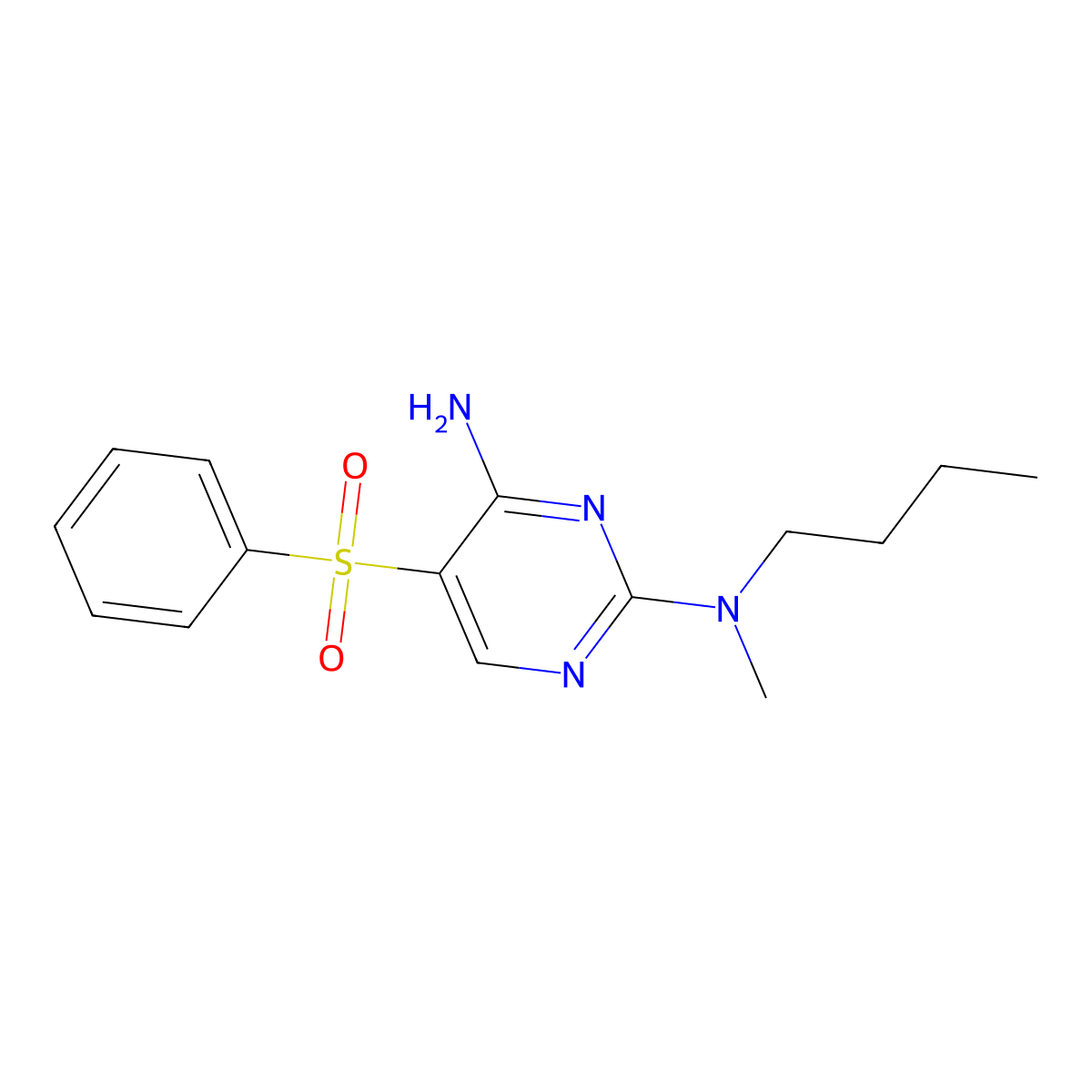 5-(benzenesulfonyl)-N2-butyl-N2-methylpyrimidine-2,4-diamine molecular structure, CAS 1251588-73-4