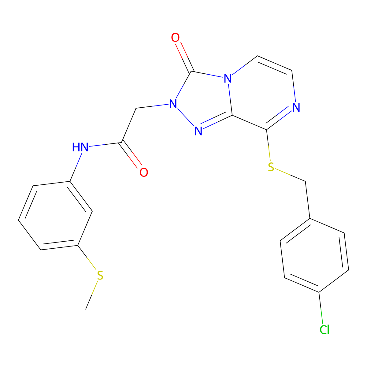 2-(8-{[(4-chlorophenyl)methyl]sulfanyl}-3-oxo-2H,3H-[1,2,4]triazolo[4,3-a]pyrazin-2-yl)-N-[3-(methylsulfanyl)phenyl]acetamide molecular structure, CAS 1251588-90-5