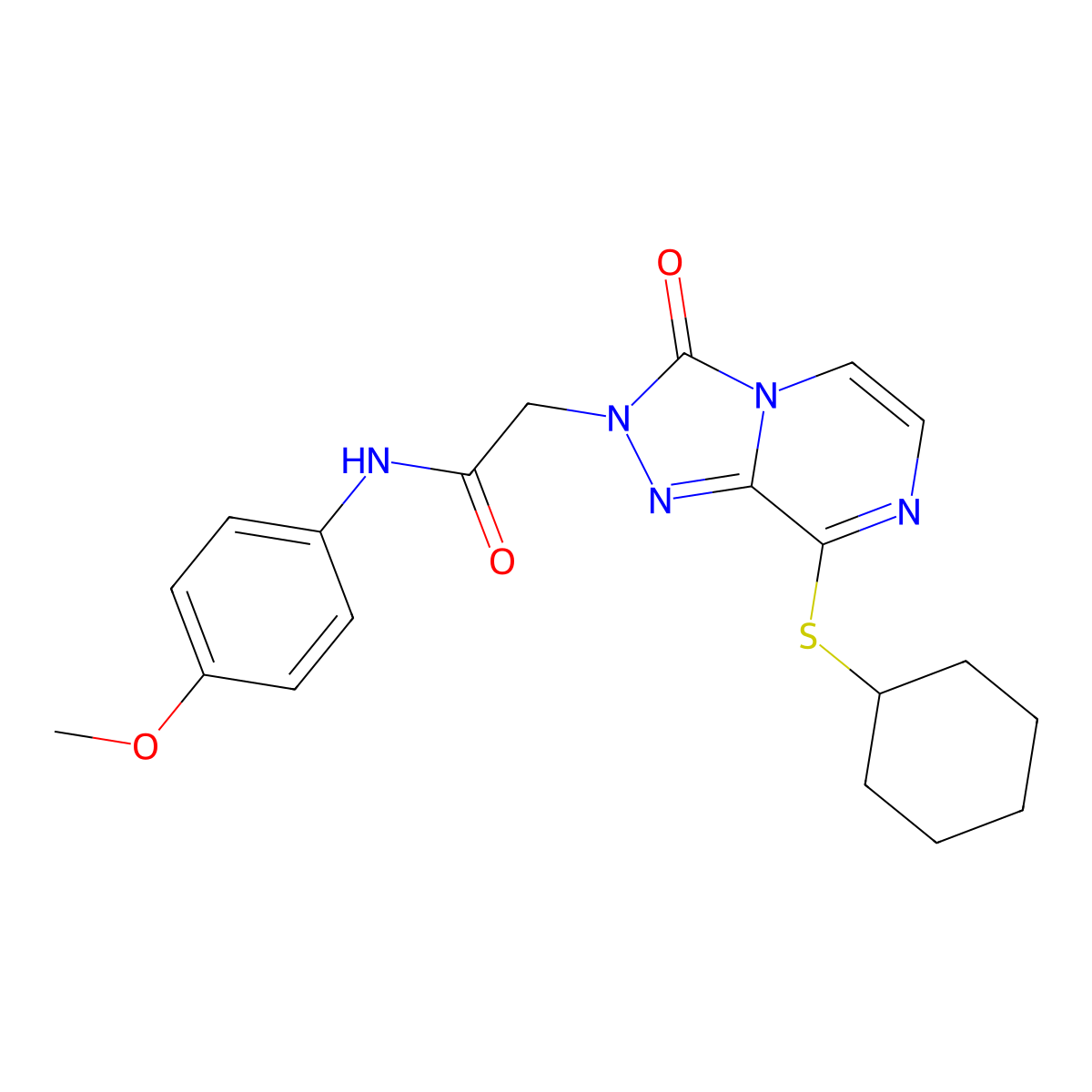 2-[8-(cyclohexylsulfanyl)-3-oxo-2H,3H-[1,2,4]triazolo[4,3-a]pyrazin-2-yl]-N-(4-methoxyphenyl)acetamide molecular structure, CAS 1251588-93-8