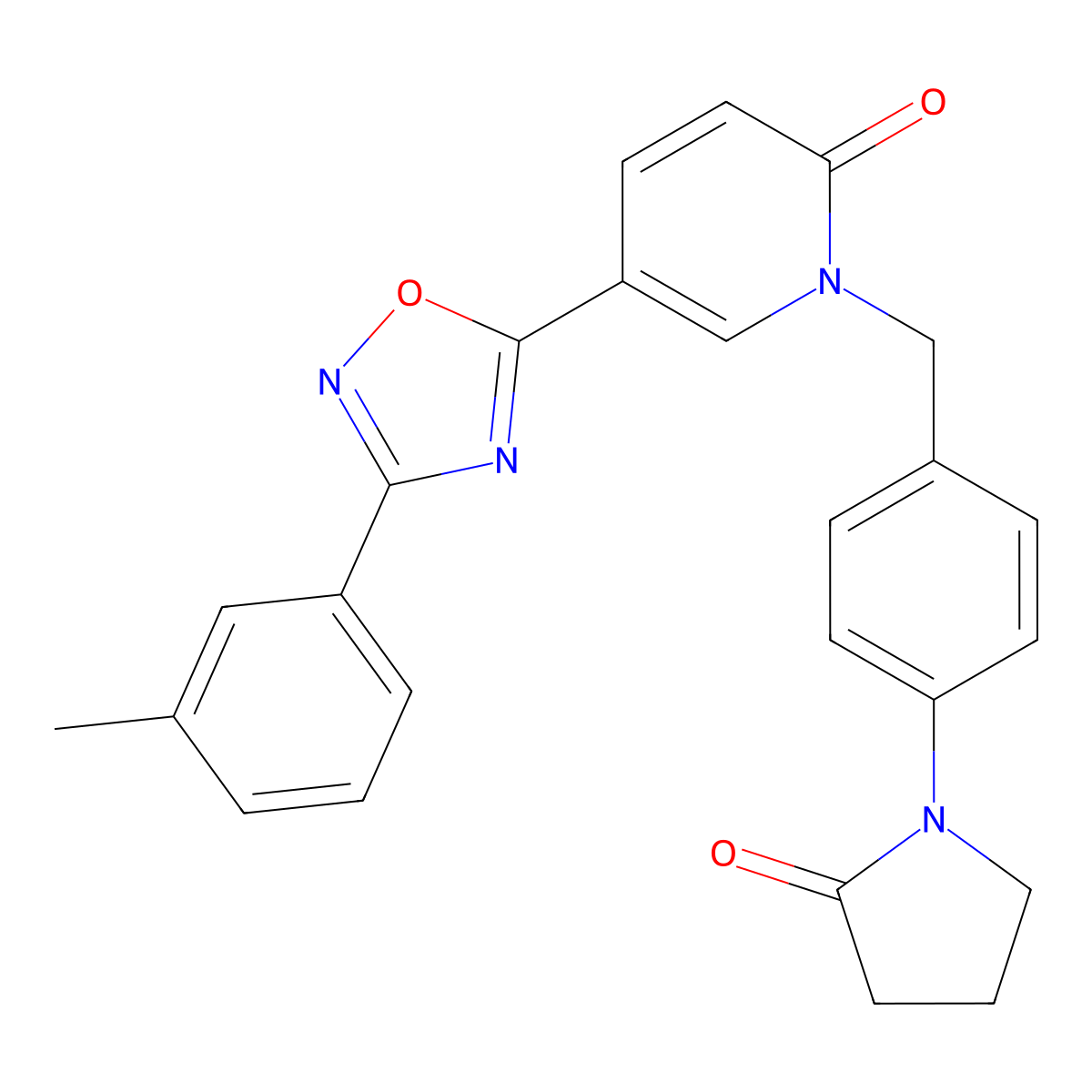 1-(4-(2-oxopyrrolidin-1-yl)benzyl)-5-(3-(m-tolyl)-1,2,4-oxadiazol-5-yl)pyridin-2(1H)-one molecular structure, CAS 1251588-98-3