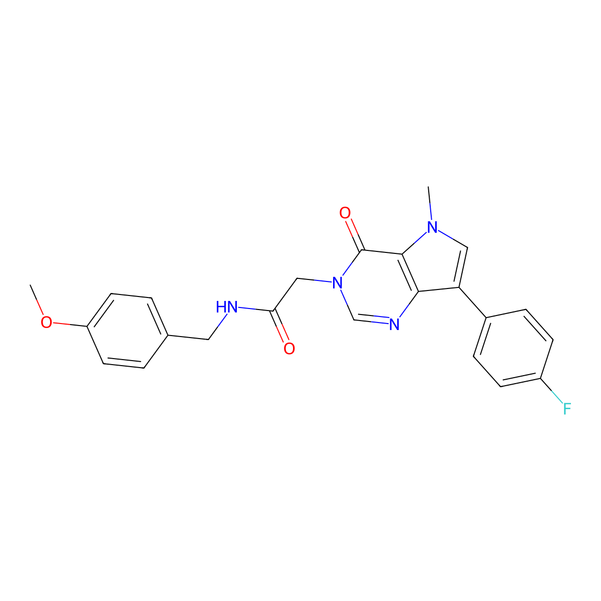 2-(7-(4-fluorophenyl)-5-methyl-4-oxo-4,5-dihydro-3H-pyrrolo[3,2-d]pyrimidin-3-yl)-N-(4-methoxybenzyl)acetamide molecular structure, CAS 1251589-09-9