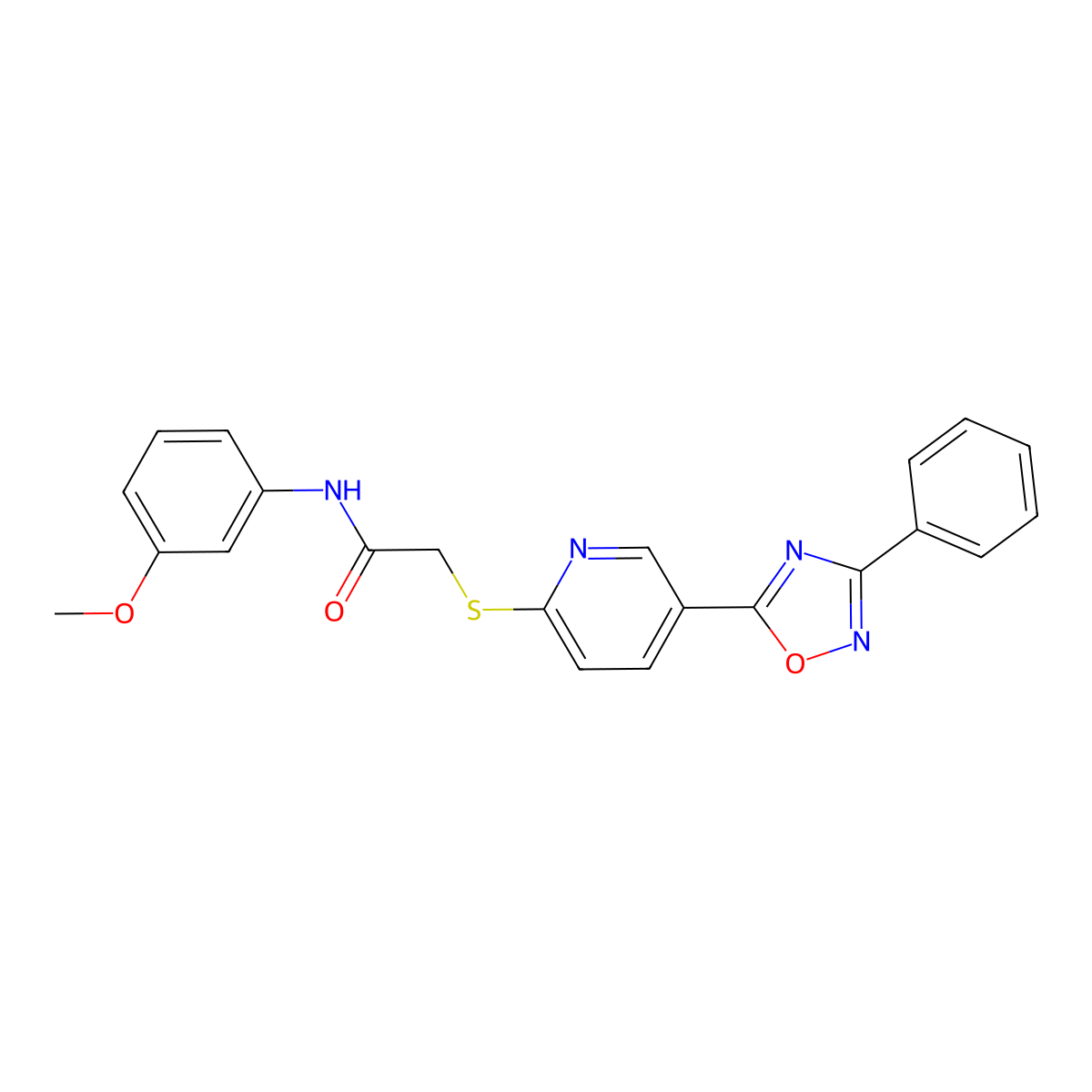 N-(3-methoxyphenyl)-2-((5-(3-phenyl-1,2,4-oxadiazol-5-yl)pyridin-2-yl)thio)acetamide molecular structure, CAS 1251589-14-6