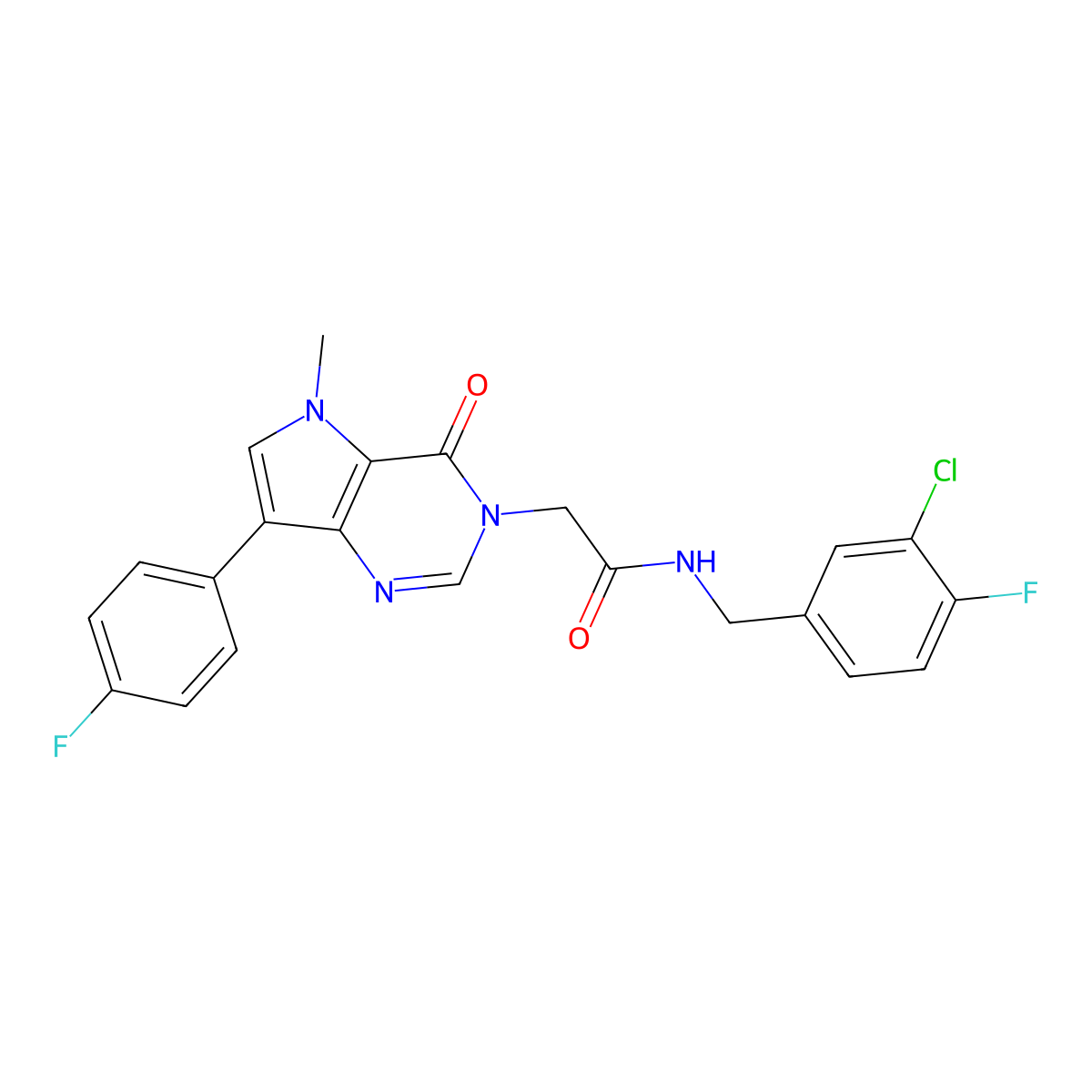 N-(3-chloro-4-fluorobenzyl)-2-(7-(4-fluorophenyl)-5-methyl-4-oxo-4,5-dihydro-3H-pyrrolo[3,2-d]pyrimidin-3-yl)acetamide molecular structure, CAS 1251589-24-8