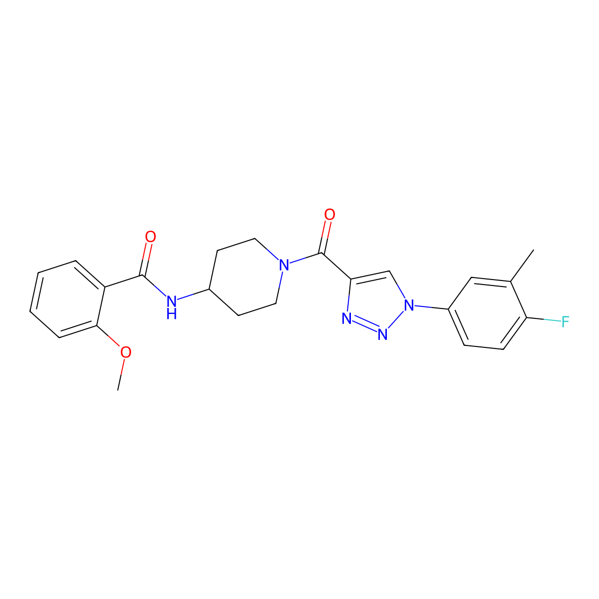 N-(1-(1-(4-fluoro-3-methylphenyl)-1H-1,2,3-triazole-4-carbonyl)piperidin-4-yl)-2-methoxybenzamide molecular structure, CAS 1251589-50-0