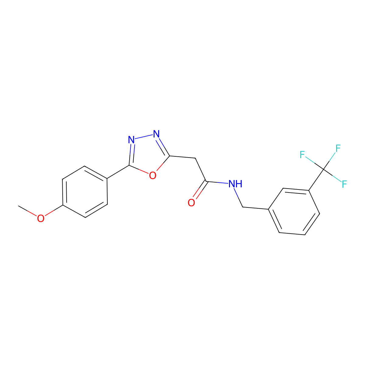 2-(5-(4-methoxyphenyl)-1,3,4-oxadiazol-2-yl)-N-(3-(trifluoromethyl)benzyl)acetamide molecular structure, CAS 1251589-81-7
