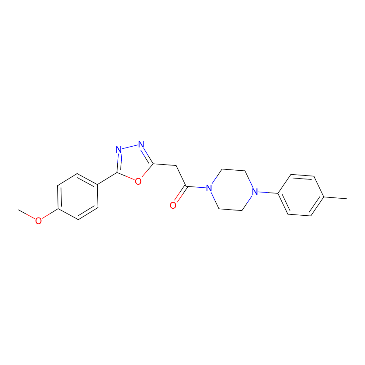 2-(5-(4-Methoxyphenyl)-1,3,4-oxadiazol-2-yl)-1-(4-(p-tolyl)piperazin-1-yl)ethanone molecular structure, CAS 1251589-95-3